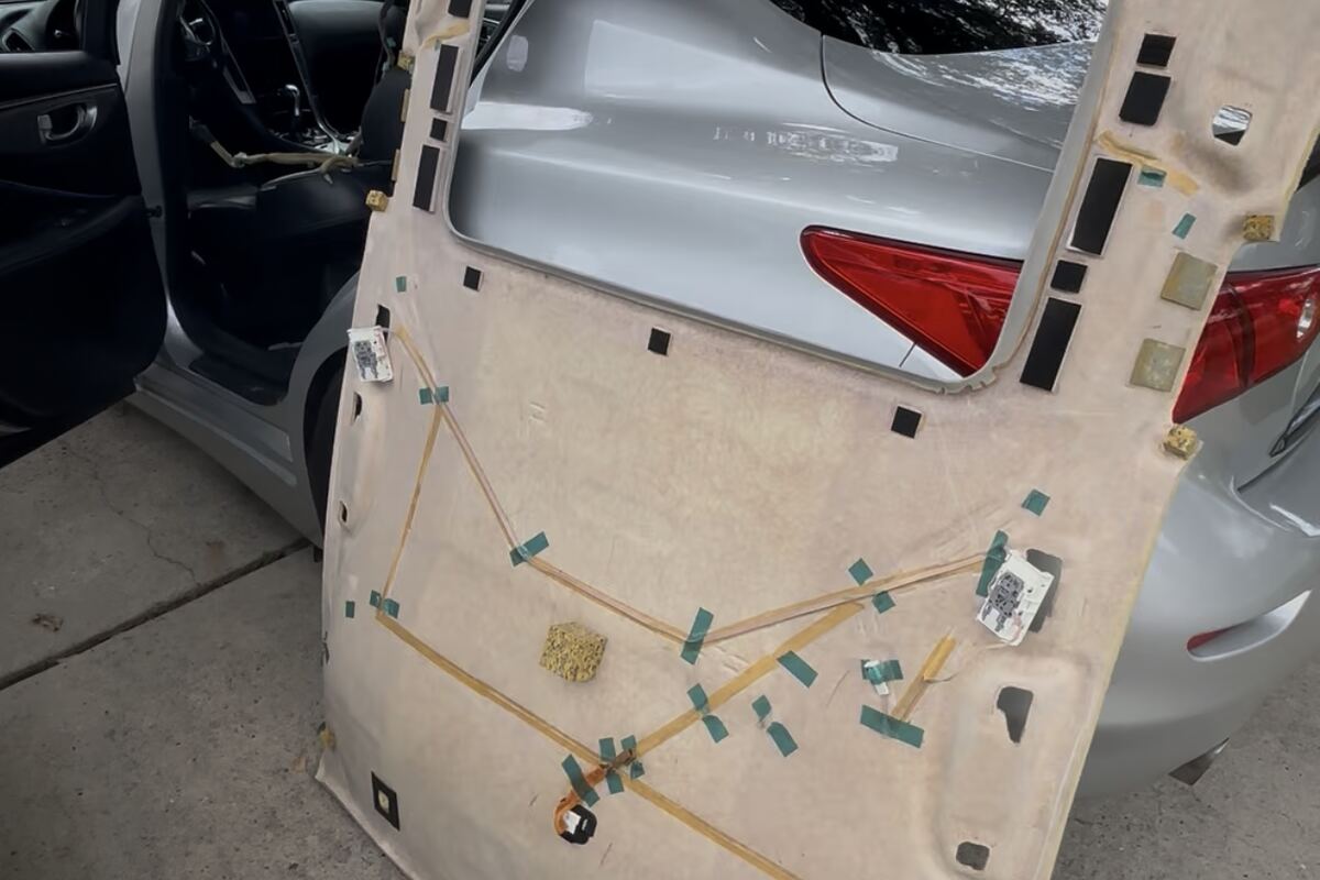 Door panel removed for interior repair